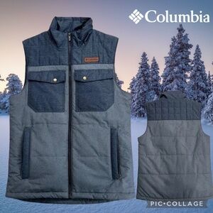 Columbia Outdoor Insulated Utility Puffer Vest | Two-Tone Blue/Gray Size Large
